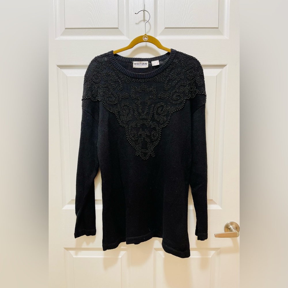 Western Connection Women’s Beaded Sweater Black Size M